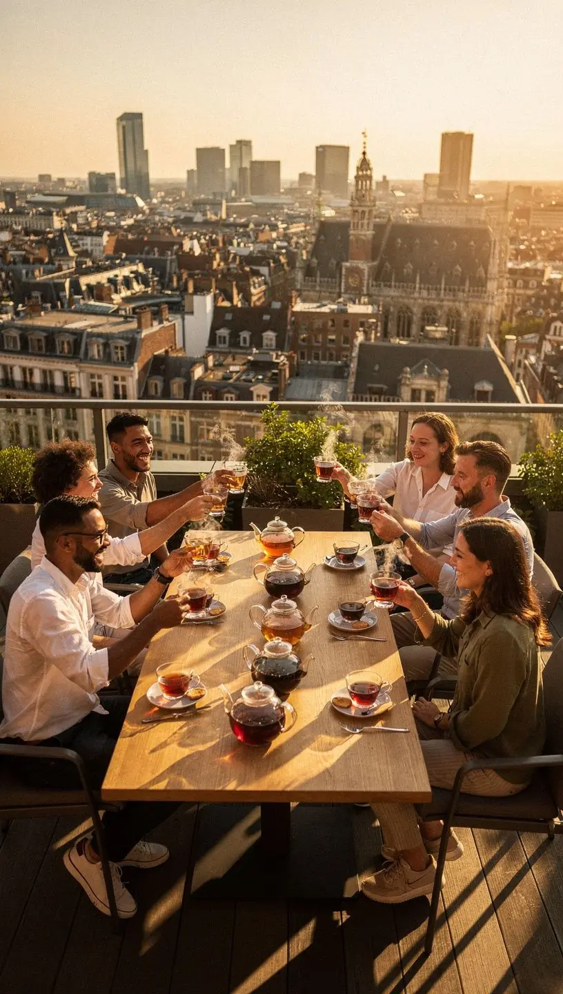 Élégante sélection de sachets de thé noir présentée sur une table rustique.