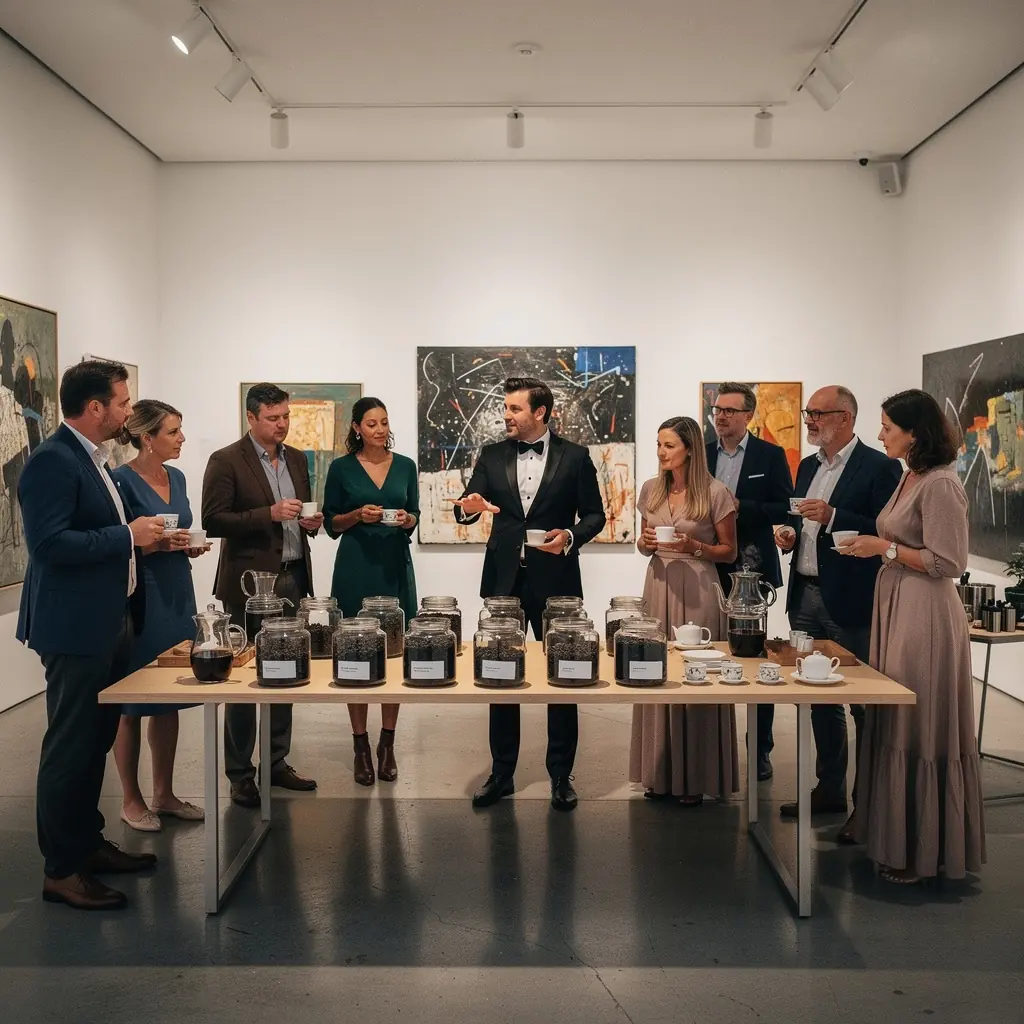 Table élégamment dressée avec une théière de thé noir, prête à être servie.